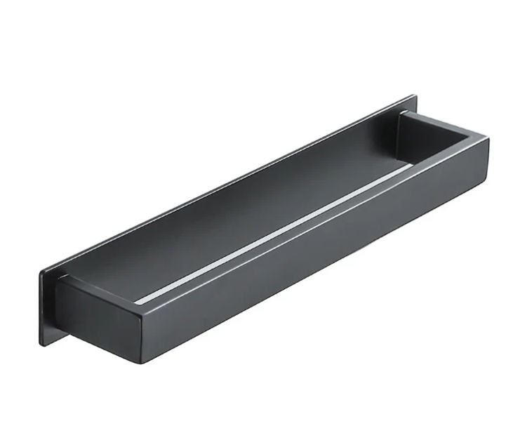 Black Stainless Steel Self-Adhesive Towel Rack – No Drill Wall Mount