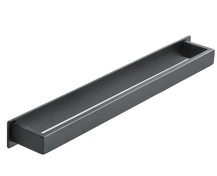 Black Stainless Steel Self-Adhesive Towel Rack – No Drill Wall Mount
