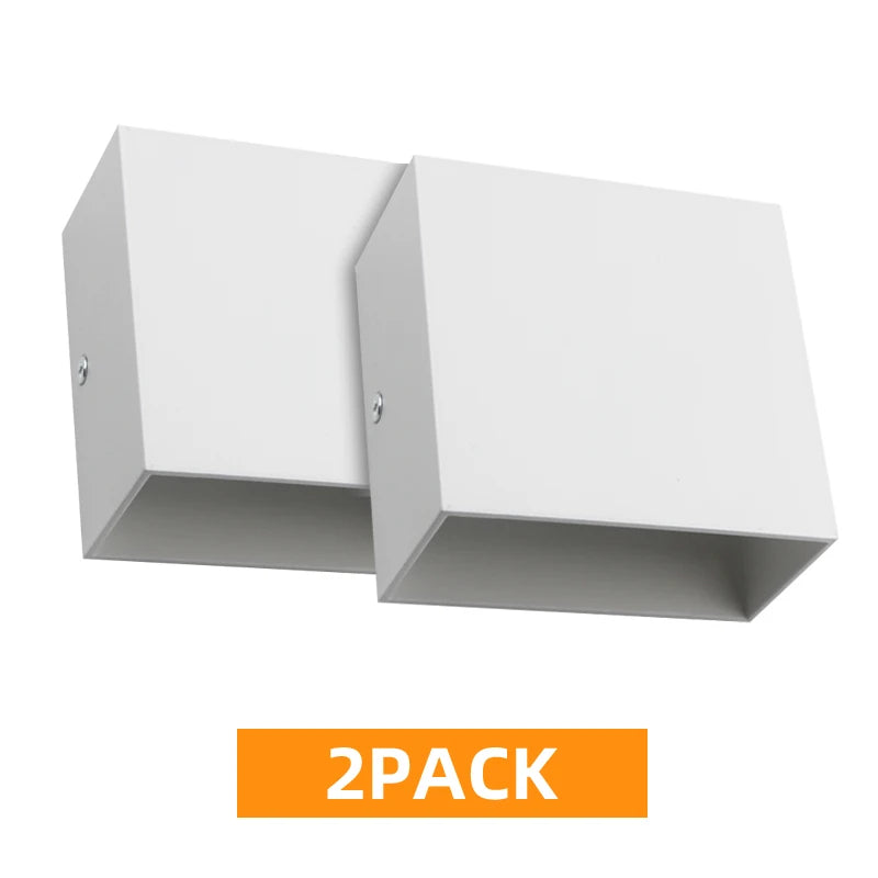 Set of 2 Modern LED Wall Sconces – 6W White Indoor Up & Down Lights