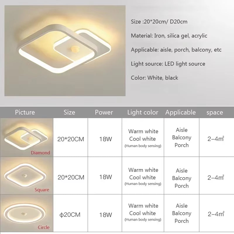 Modern LED Motion Sensor Ceiling Light for Hallways & Living Rooms