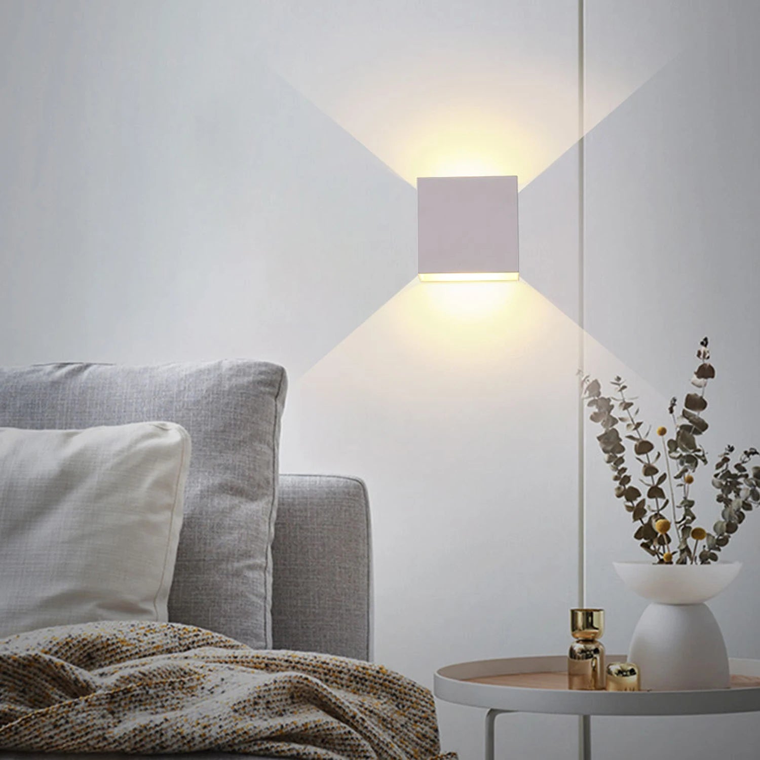 Set of 2 Modern LED Wall Sconces – 6W White Indoor Up & Down Lights