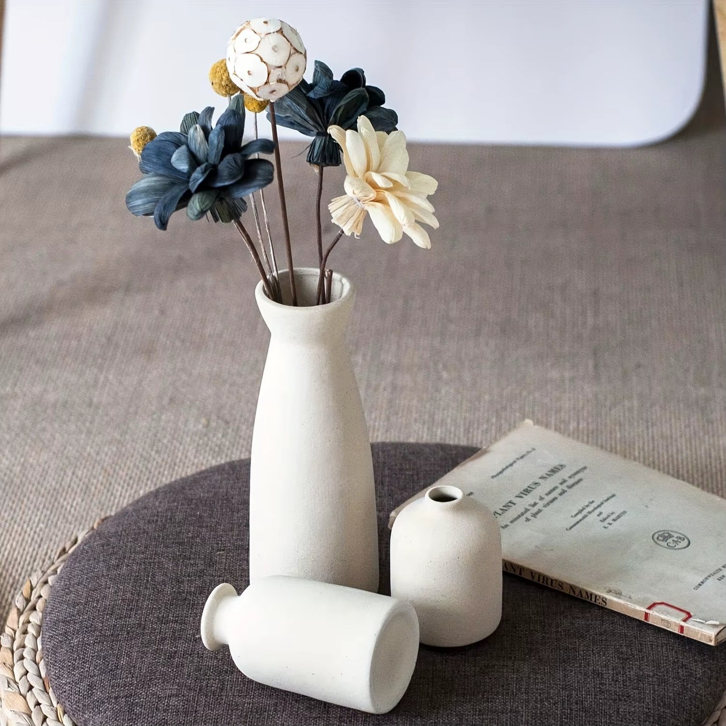 Set of 3 Rustic Ceramic Vases – Modern Home Decor