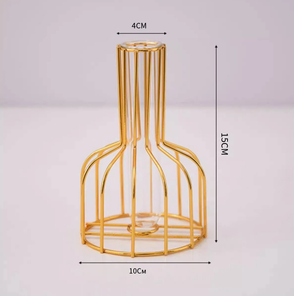 Gold Wrought Iron Test Tube Vase – Hydroponic Container for Living Room Decor