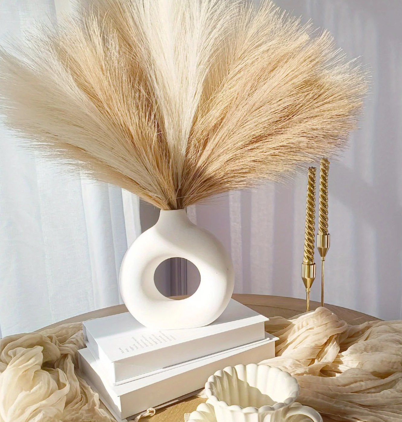6PCS Artificial Pampas Grass – Fake Reed Flowers for DIY, Wedding, Table, Home & Christmas Decor
