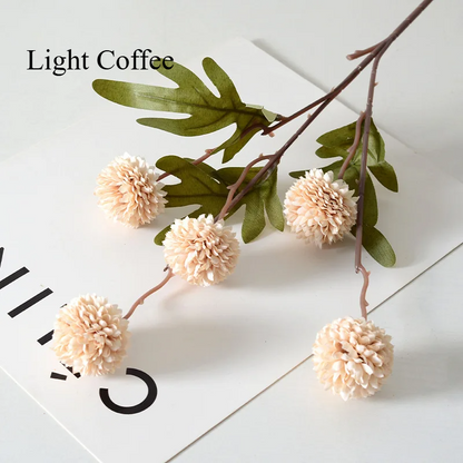 5-Head Artificial Dandelion Bouquet – Wedding, Home, Party & Christmas Decor