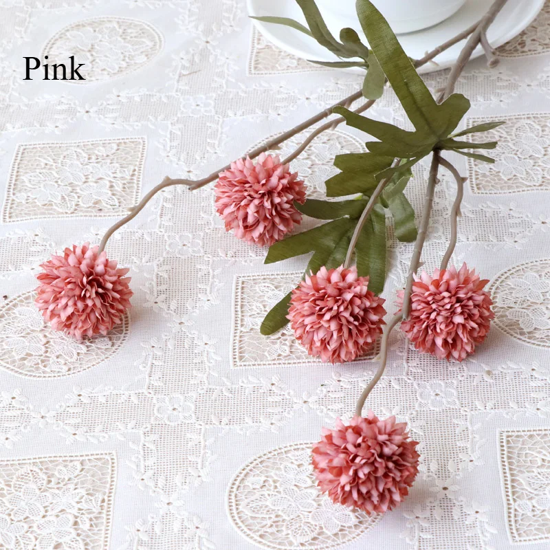 5-Head Artificial Dandelion Bouquet – Wedding, Home, Party & Christmas Decor