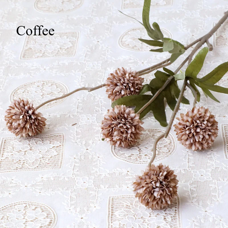 5-Head Artificial Dandelion Bouquet – Wedding, Home, Party & Christmas Decor