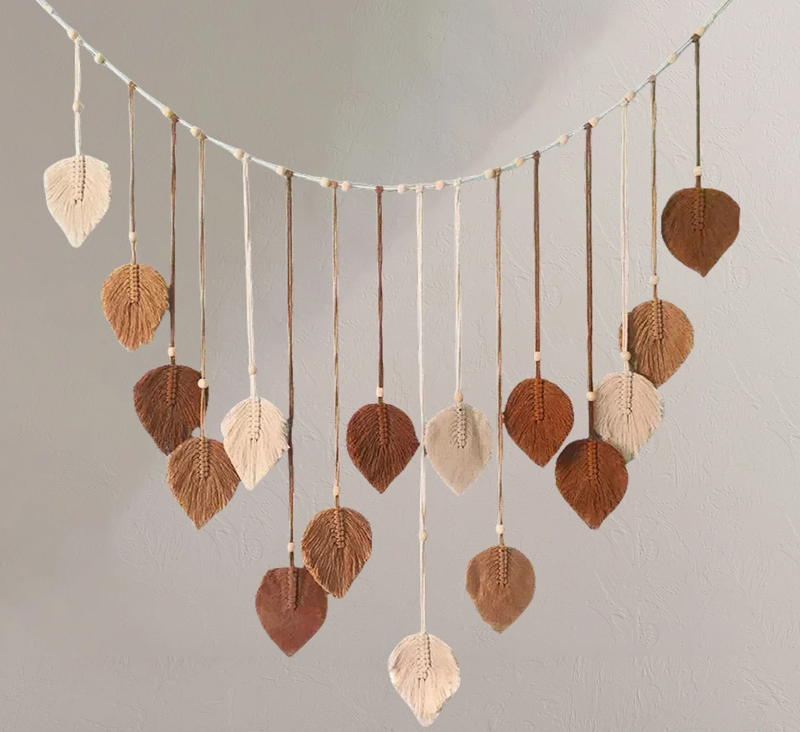 Boho Macrame Leaf Wall Hanging – Feather Tapestry Decor