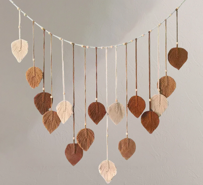 Boho Macrame Leaf Wall Hanging – Feather Tapestry Decor