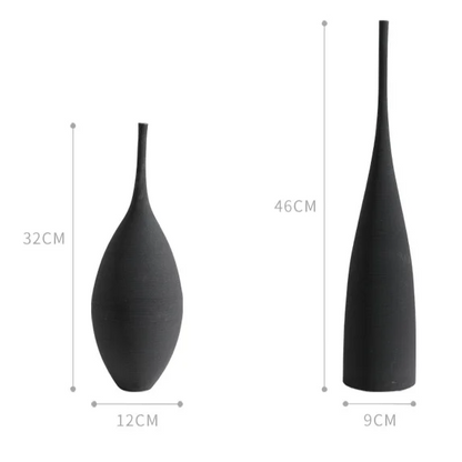 Minimalist Handmade Zen Ceramic Vase – Black & White Art Decor