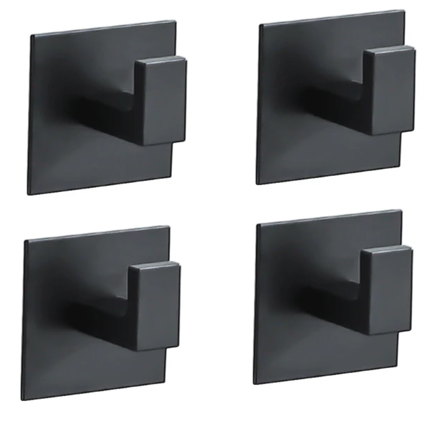 Black Self-Adhesive Wall Hooks – 3M Towel & Coat Hanger