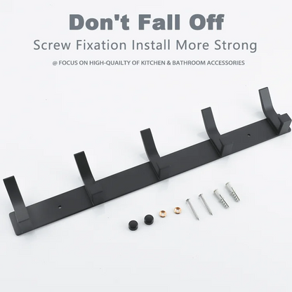 Modern Wall-Mounted Black Aluminum Hook Rack