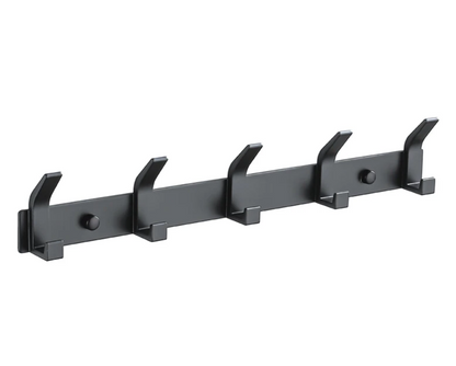 Modern Wall-Mounted Black Aluminum Hook Rack