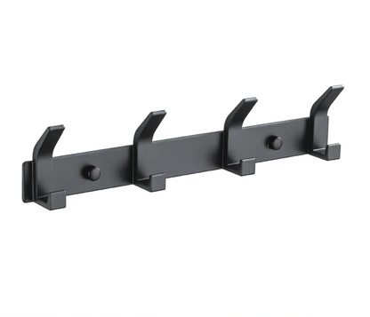 Modern Wall-Mounted Black Aluminum Hook Rack