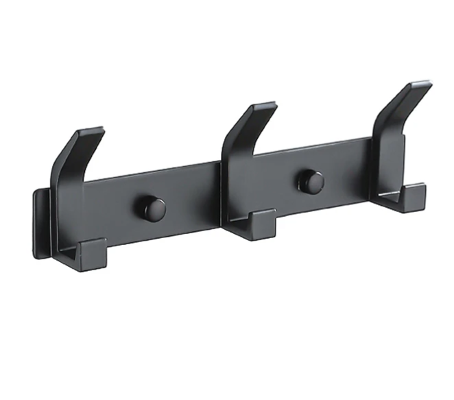 Modern Wall-Mounted Black Aluminum Hook Rack