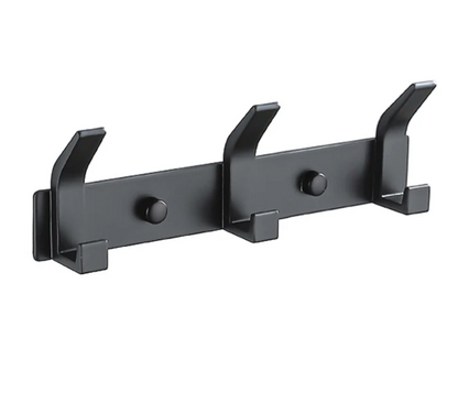 Modern Wall-Mounted Black Aluminum Hook Rack