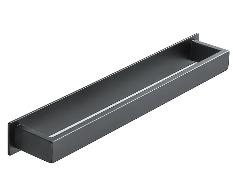 Black Stainless Steel Self-Adhesive Towel Rack – No Drill Wall Mount
