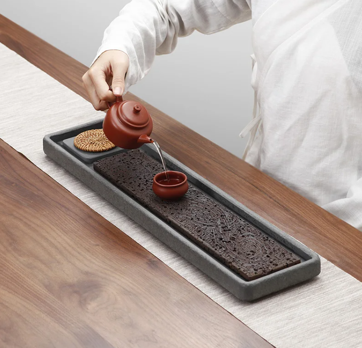 Dragon Pattern Natural Stone Tea Tray — Chinese Home & Office Decor