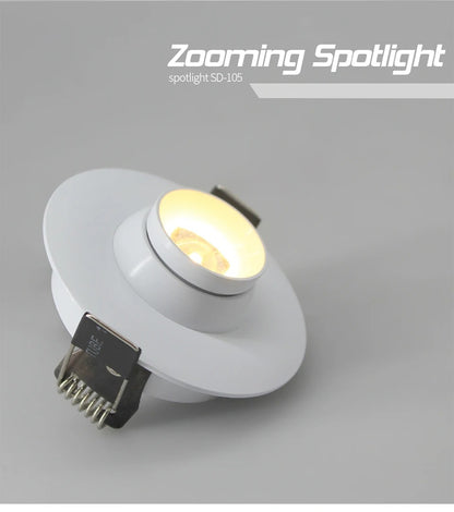 Mini LED Recessed Spotlight – Adjustable 10–60° Narrow Beam Built-In Zoom Light