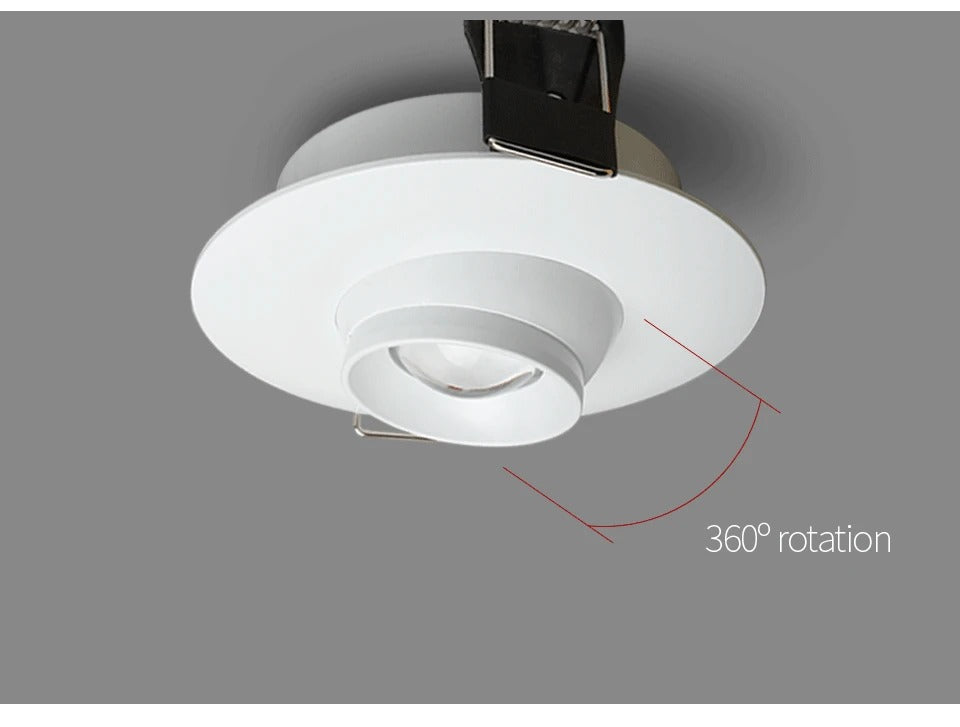 Mini LED Recessed Spotlight – Adjustable 10–60° Narrow Beam Built-In Zoom Light