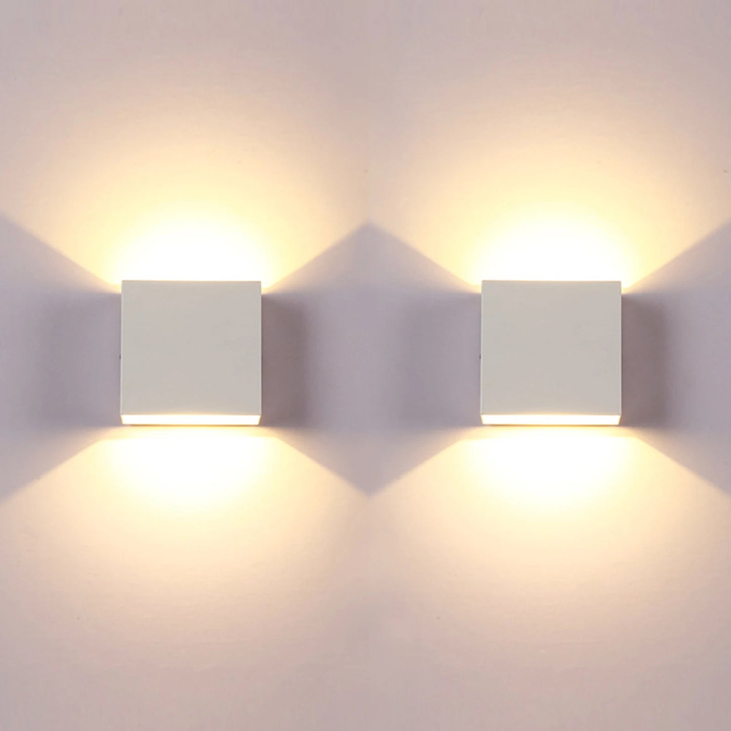 Set of 2 Modern LED Wall Sconces – 6W White Indoor Up & Down Lights