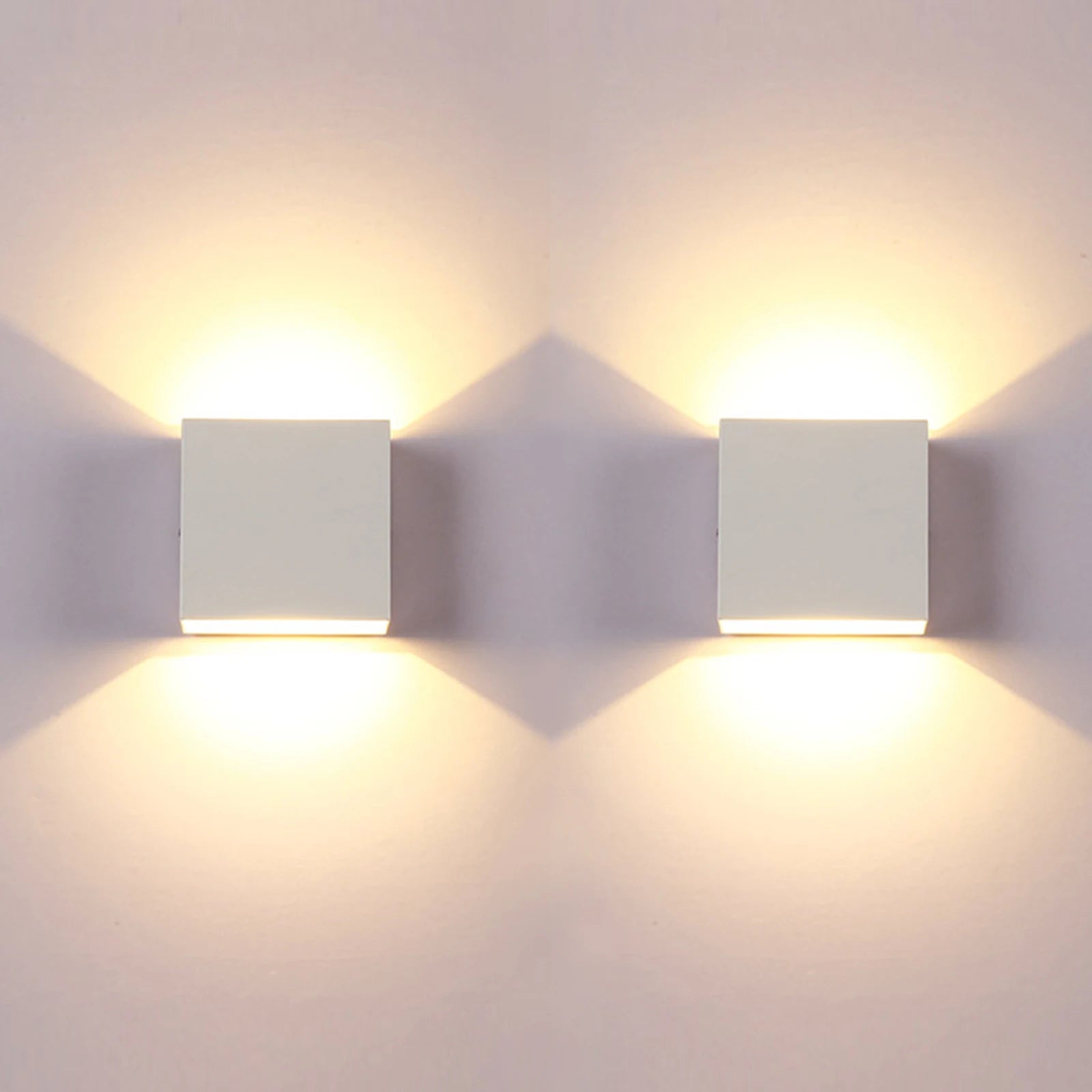 Set of 2 Modern LED Wall Sconces – 6W White Indoor Up & Down Lights
