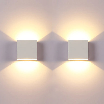 Set of 2 Modern LED Wall Sconces – 6W White Indoor Up & Down Lights