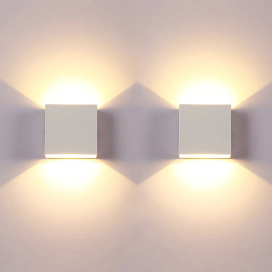 Set of 2 Modern LED Wall Sconces – 6W White Indoor Up & Down Lights