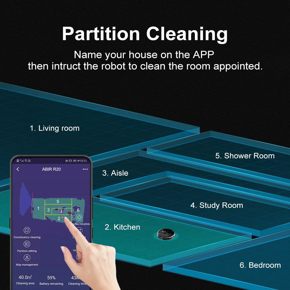ABIR X8 Robot Vacuum – Laser Mapping, Multi-Floor, Zone Cleaning, No-Go Zones