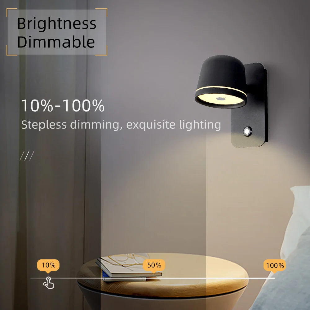 LED Touch Wall Sconce – Dimmable, 3-CCT, Rotatable Bedside Light