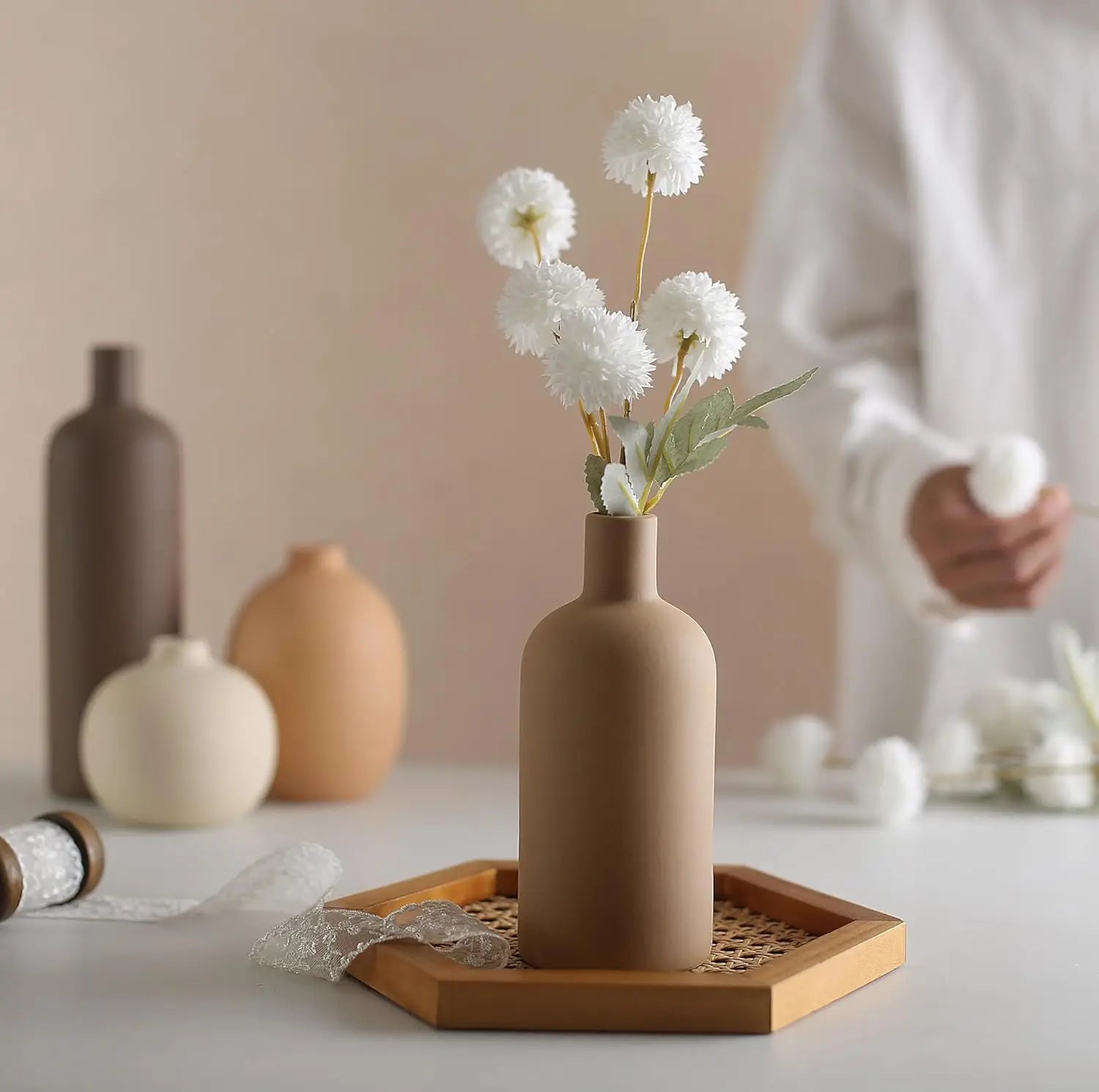 Rustic Ceramic Vase Set for Home Decor