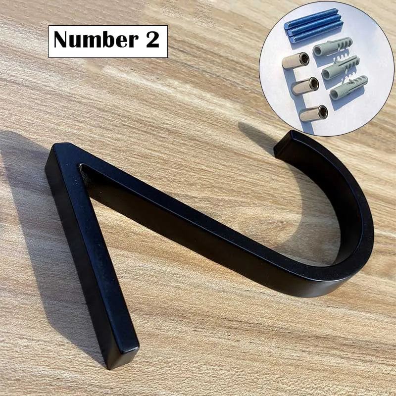 Metal House Number Sign – 125mm Black Floating Plate