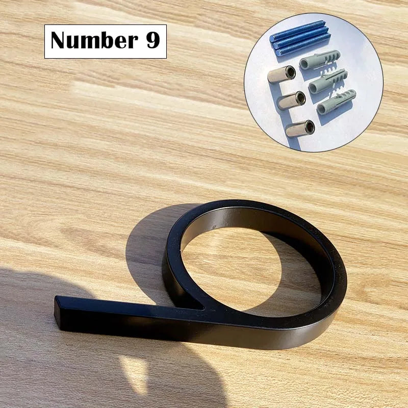 Metal House Number Sign – 125mm Black Floating Plate