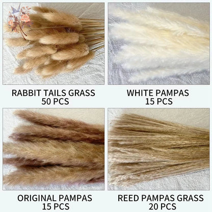 Natural Dried Pampas & Bunny Tails Bouquet – Boho Vase Decor
