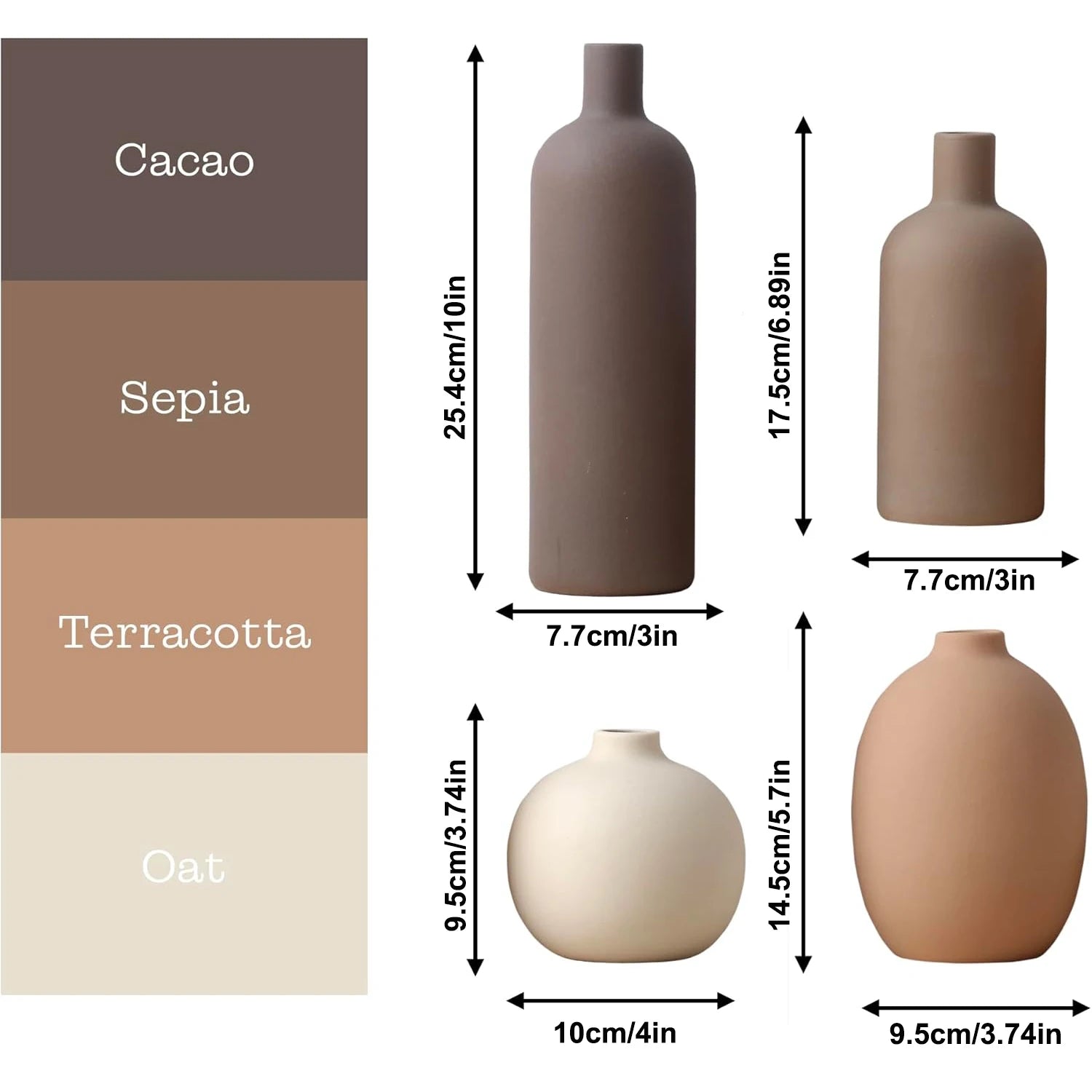 Rustic Ceramic Vase Set for Home Decor