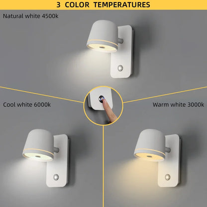 LED Touch Wall Sconce – Dimmable, 3-CCT, Rotatable Bedside Light