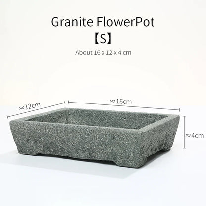 Natural Stone Trough Flowerpot — Retro Creative Vase for Home & Office Table