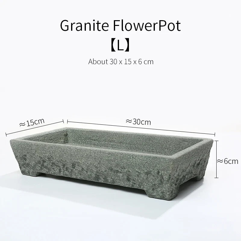 Natural Stone Trough Flowerpot — Retro Creative Vase for Home & Office Table