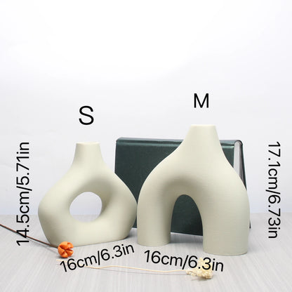 Modern 3D Printed Decorative Vase Set — Black & White Boho Style