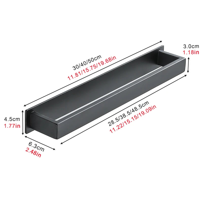 Black Stainless Steel Self-Adhesive Towel Rack – No Drill Wall Mount