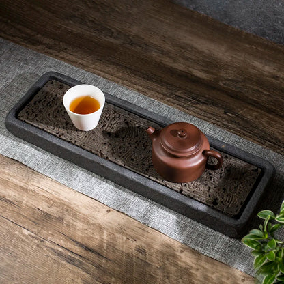 Dragon Pattern Natural Stone Tea Tray — Chinese Home & Office Decor