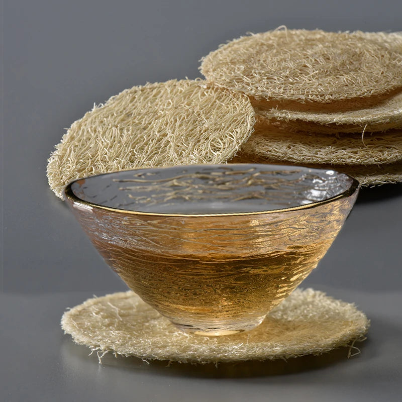 Natural Loofah Tea Mat — Absorbent Teapot & Cup Coaster