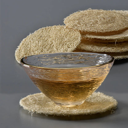 Natural Loofah Tea Mat — Absorbent Teapot & Cup Coaster