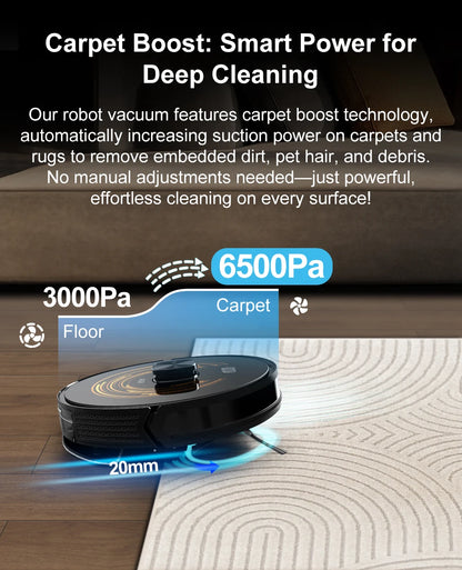 K30 Robot Vacuum – Self-Cleaning, Dual Laser, UV Spot Clean, 240min Runtime, Smart Carpet Wash