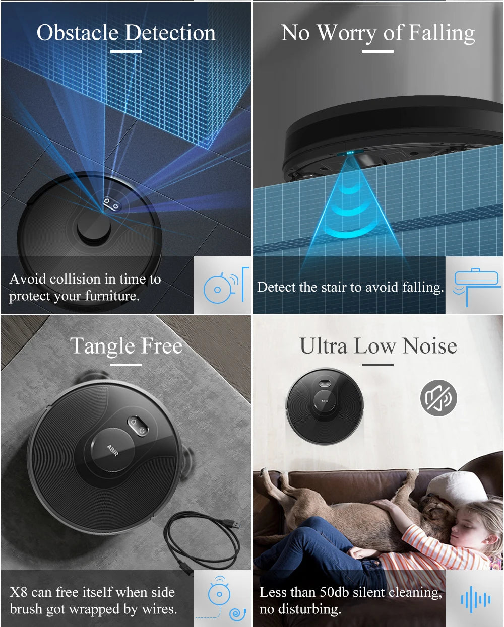 ABIR X8 Robot Vacuum – Laser Mapping, Multi-Floor, Zone Cleaning, No-Go Zones