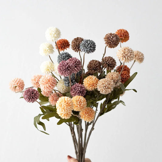 5-Head Artificial Dandelion Bouquet – Wedding, Home, Party & Christmas Decor