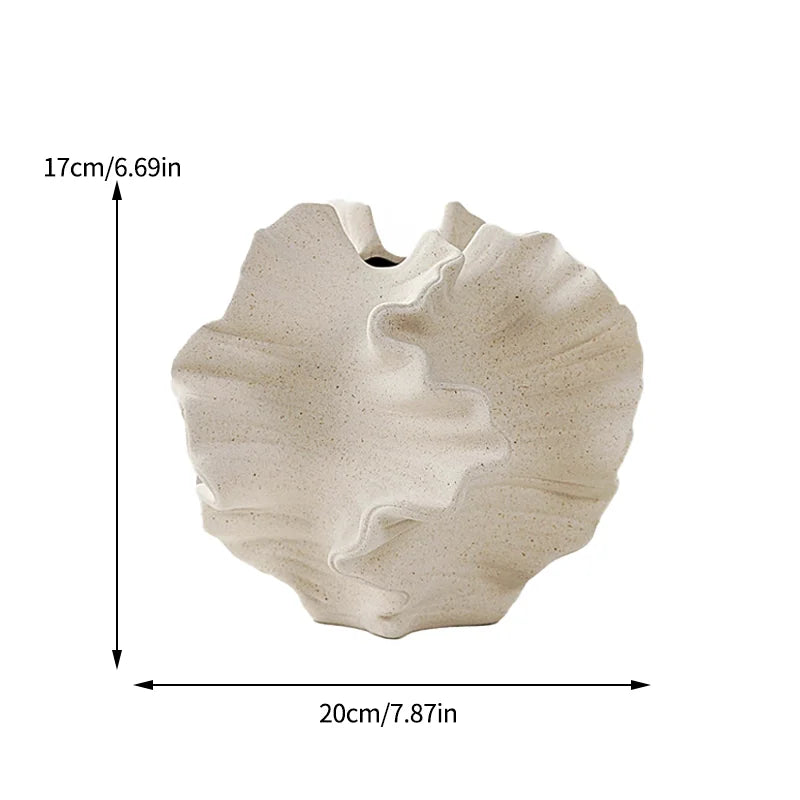 Minimalist Beige Ceramic Vase – Nordic Coral-Inspired Decor for Elegant Living Room Displays