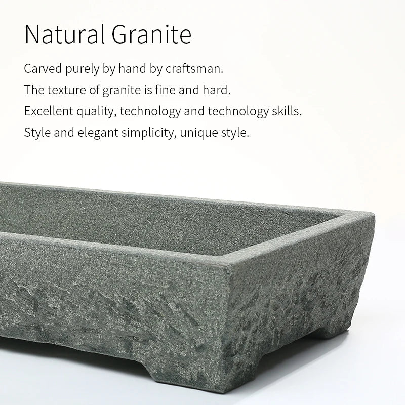 Natural Stone Trough Flowerpot — Retro Creative Vase for Home & Office Table