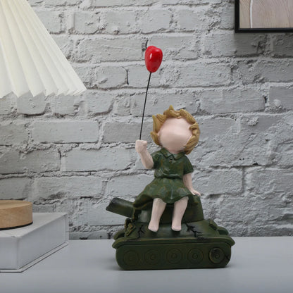 Banksy-Inspired Heart Balloon Girl Sculpture – Modern Home Decor