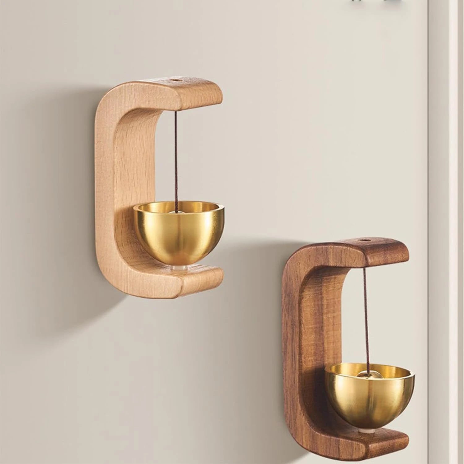 Brass & Wooden Magnetic Doorbell Chime — Self-Adhesive Home Decoration
